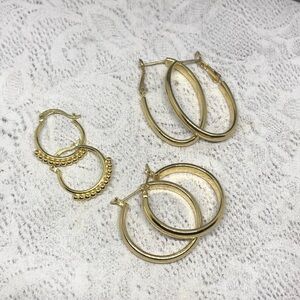 Retro/vintage style ATI CN gold tone hoop earrings costume faux fine look.